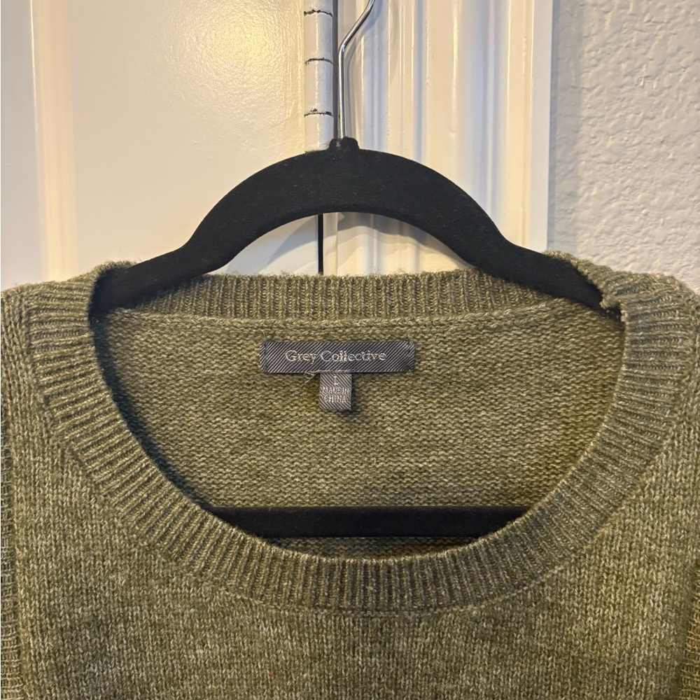 Stylish Olive Ruffle Sweater - Picture 2 of 6